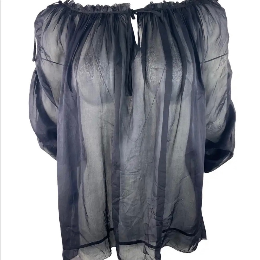 Navy sheer blouse by Marc Jacobs with 3/4 sleeves